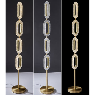 Modern Floor Lamp LED Light 4-Light Plug-in Brass Standing Lamp in Gold